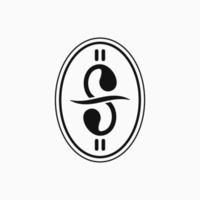 lettre s élégant en cercle logo concpet. style unique, plat, simple et linéaire. noir et blanc. adapté au logo, à l'icône, au symbole et au signe. tel que le logo initial vecteur