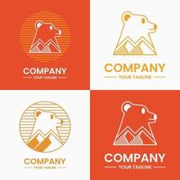 concept de logo ours et montagne. animal, nature, combinaison et style de ligne. adapté au logo, à l'icône, au symbole et au signe. comme l'entreprise, l'aventure et le logo fort vecteur