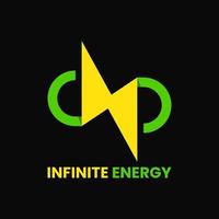 concept de logo infini et éclair. vert et jaune. style abstrait, moderne, simple et élégant. adapté au logo, à l'icône, au symbole et au signe. tels que le logo de puissance et d'énergie vecteur