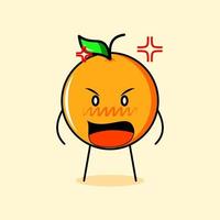 joli personnage orange avec une expression de colère. la bouche grande ouverte. adapté à l'émoticône, au logo, à la mascotte, à l'autocollant ou au clipart vecteur