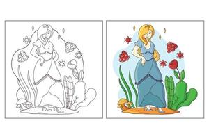 princes mignons dessinés à la main pour la page de coloriage 4 vecteur