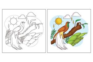 oiseau mignon dessiné à la main pour la page de coloriage 7 vecteur