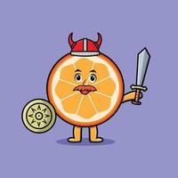 personnage de dessin animé mignon pirate viking fruit orange vecteur