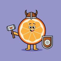 personnage de dessin animé mignon pirate viking fruit orange vecteur