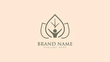 personnes et feuilles logo de soins de beauté monogramme pour spa, marque naturelle, produit à base de plantes, bien-être du corps vecteur