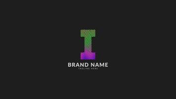 lettre i logo coloré abstrait arc-en-ciel ondulé pour une marque d'entreprise créative et innovante. élément de conception de vecteur d'impression ou de web