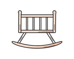 berceau à bascule pour bébé, illustration vectorielle d'un nouveau-né berceau doodle. vecteur
