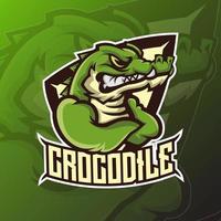 création de logo de mascotte de jeu alligator esport. vecteur