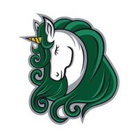 mascotte de licorne. insigne de logo esport vecteur