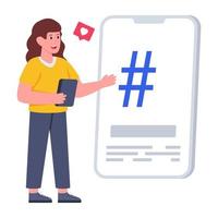 illustration de hashtag de téléphone, vecteur modifiable