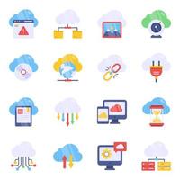 pack d'icônes plates de mise en réseau cloud