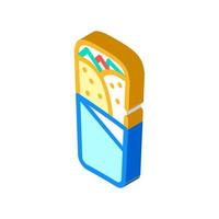 shawarma, burrito ou chimichanga glyphe icône illustration vectorielle vecteur