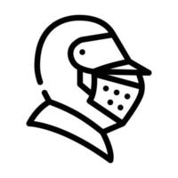 chevalier casque ligne icône vecteur illustration noire