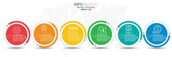 conception de modèle infographique avec 6 options de couleur. vecteur