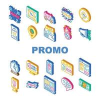 promo et icônes de coupon publicitaire set vector