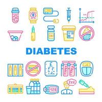 diabète mauvais traitement collection icônes définies vecteur