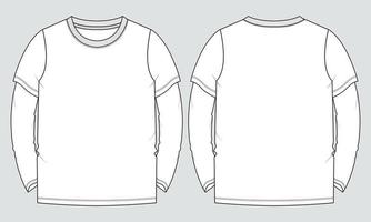 t shirt à manches longues mode technique croquis plat modèle d'illustration vectorielle vecteur