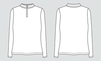 manches longues avec demi-zip, col haut, modèle d'illustration vectorielle sweat-shirt pour dames vecteur