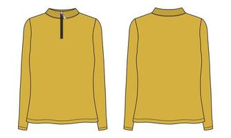 manches longues avec demi-fermeture éclair, col haut, sweat-shirt illustration vectorielle modèle de couleur jaune pour dames vecteur