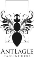 silhouette de mascotte de logo de fourmi de luxe vintage vecteur