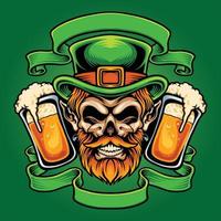 bière st patrick effrayante avec des illustrations vectorielles de ruban classiques pour votre logo de travail, t-shirt de marchandise, autocollants et conceptions d'étiquettes, affiche, cartes de voeux entreprise publicitaire ou marques vecteur