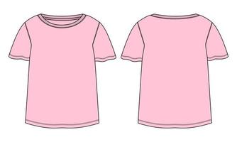 t shirt tops mode technique croquis plat modèle d'illustration vectorielle pour dames et bébés filles vecteur