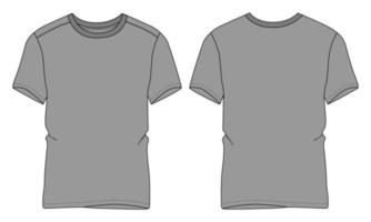 t-shirt à manches courtes mode technique croquis plat illustration vectorielle modèle de couleur grise vecteur