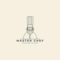 logo de chef avec chapeau de chef en ligne style vecteur icône symbole illustration design