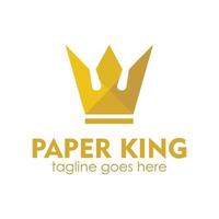 modèle de conception de logo paper king avec icône couronne, simple et élégant. parfait pour les affaires, l'entreprise, le mobile, le magasin, etc. vecteur