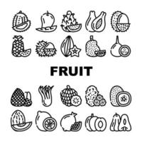 icônes de nourriture délicieuse de fruits tropicaux set vector