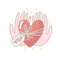 illustration de la saint valentin avec coeur dans les mains