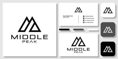 pic moyen contour audacieux propre forme de montagne simple avec modèle de carte de visite vecteur