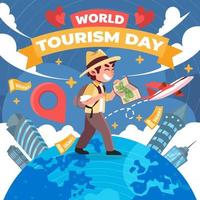 journée mondiale du tourisme à la découverte du monde vecteur