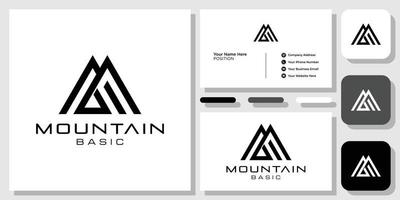 initiales de base de montagne propre simple audacieux créatif avec modèle de carte de visite vecteur