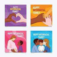 famille interracial heureuse médias sociaux vecteur