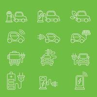 collection d'icônes de voiture électrique vecteur