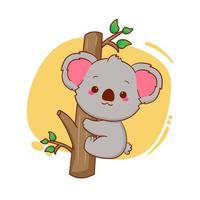 mignon koala ours koalas grimpant aux arbres. illustration de mascotte de dessin animé vecteur