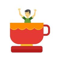 tasses à thé ride plat multicolore icône vecteur