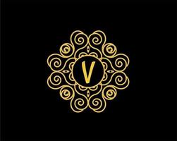 création de logo lettre v avec ornement vecteur