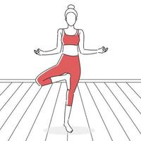 poses de yoga, méditant dans le yoga, jeune femme faisant des exercices de yoga et de fitness. mode de vie sain. illustration vectorielle