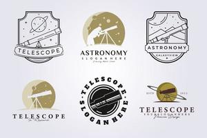 ensemble de télescope et faisceau d'astronomie télescope logo illustration vectorielle conception de modèle graphique vecteur