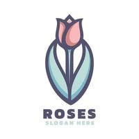 logo de roses simples, style de mascotte simple vecteur