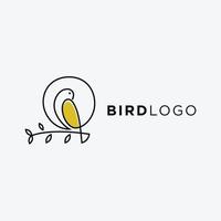 style d'art de ligne de conception de logo d'oiseau. vecteur