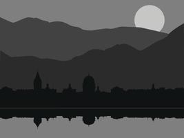 silhouette de la ville sur fond de montagnes vector illustration