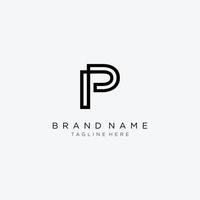 lettre initiale p et p, pp, logo de verrouillage superposé, style d'art en ligne monogramme. vecteur