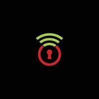 modèle de conception de logo d'icône de verrouillage wifi de sécurité. fond noir. vecteur