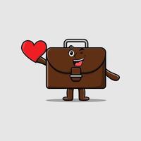 valise de dessin animé mignon tenant un grand coeur rouge vecteur