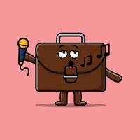 mignon, dessin animé, valise, chanteur, caractère, tenue, micro vecteur