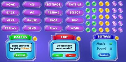kit d'interface utilisateur de jeu avec menus, pop up, écrans et éléments de jeu vecteur