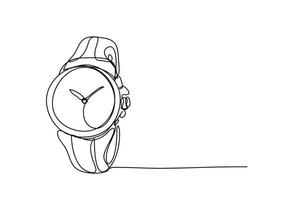 montre-bracelet, dessin au trait continu, illustration vectorielle. vecteur